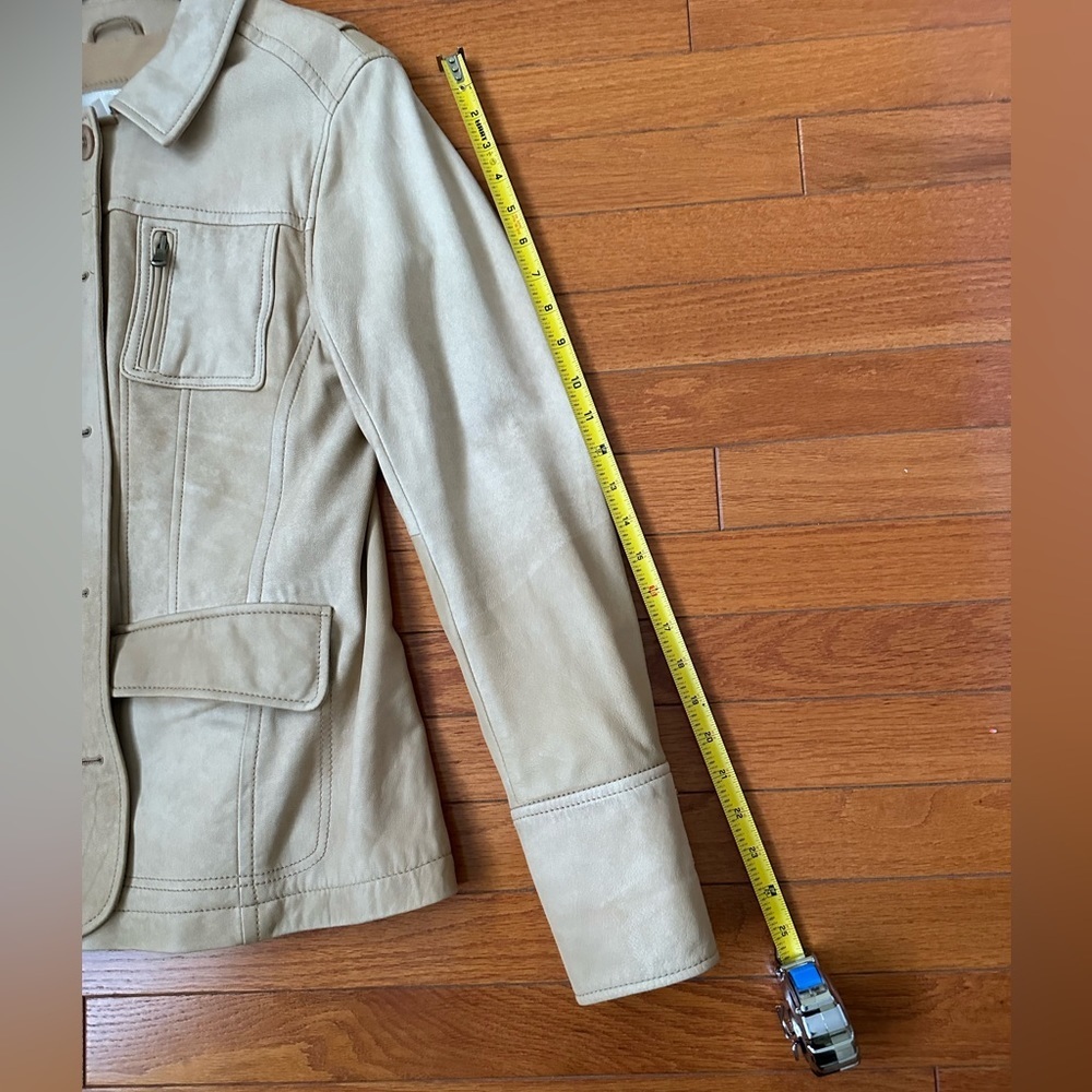 UGG Australia Genuine Lamb Leather Jacket - Tan Beige Button Up Coat, Size M - Picture 14 of 15